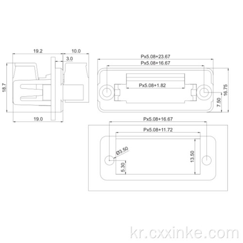 터미널 블록 커넥터를 통한 5.08mm 피치 플러그인 벽